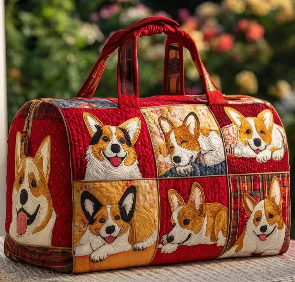Καπιτονέ τσάντα με σκυλάκια Corgi