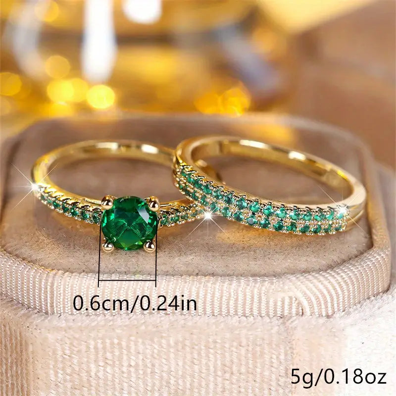 Σετ Δαχτυλιδιών Serena Emerald Duo σε Χρυσό
