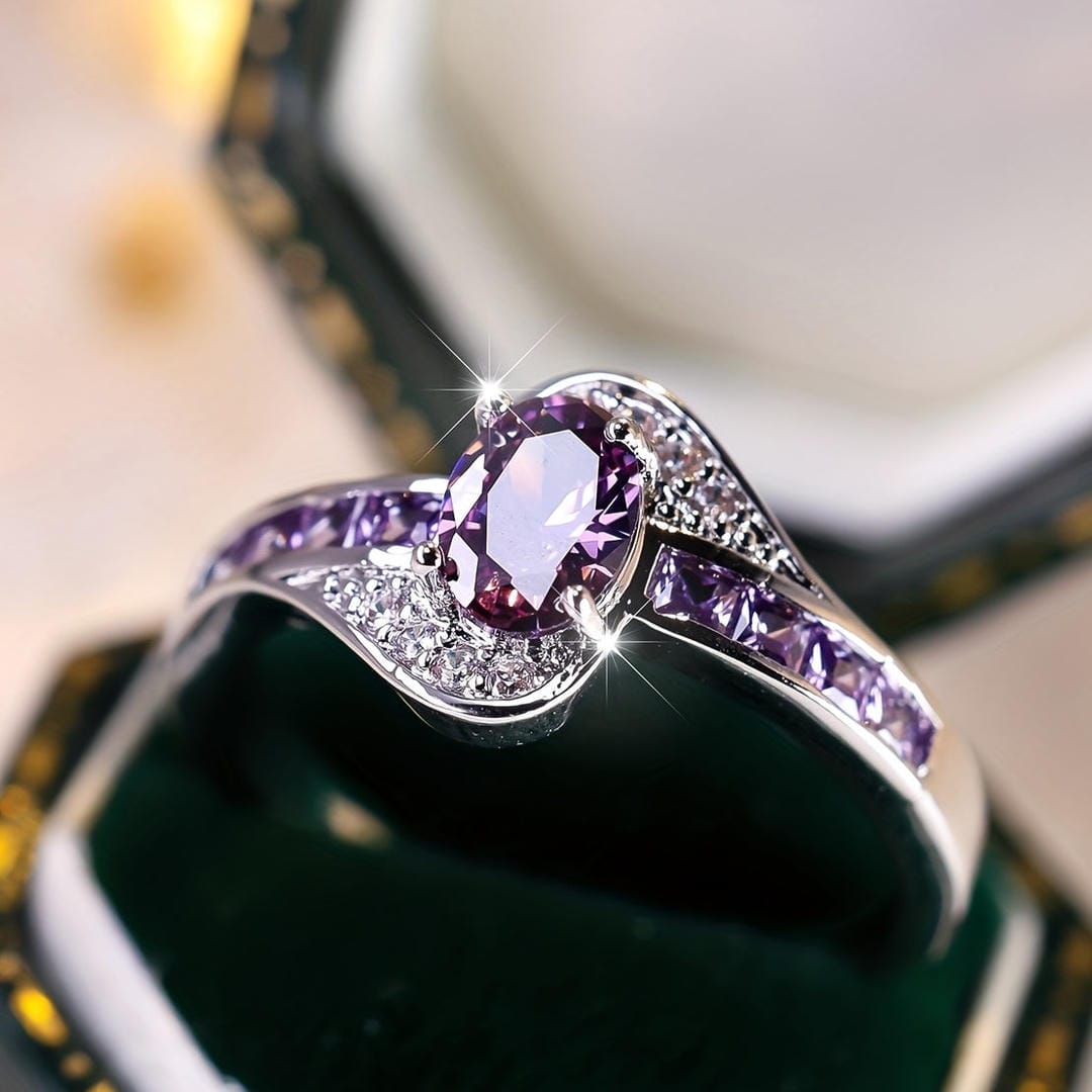 Στριφτό Δαχτυλίδι Violet Whisper με Κρύσταλλο