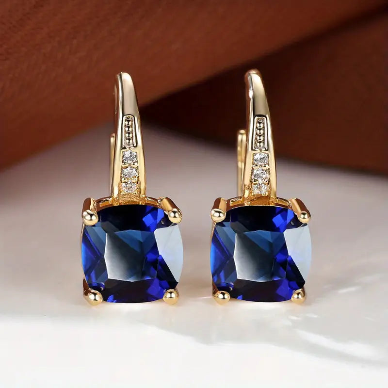 Σκουλαρίκια Κρίκοι Mystic Sapphire με Πέτρες σε Χρυσό