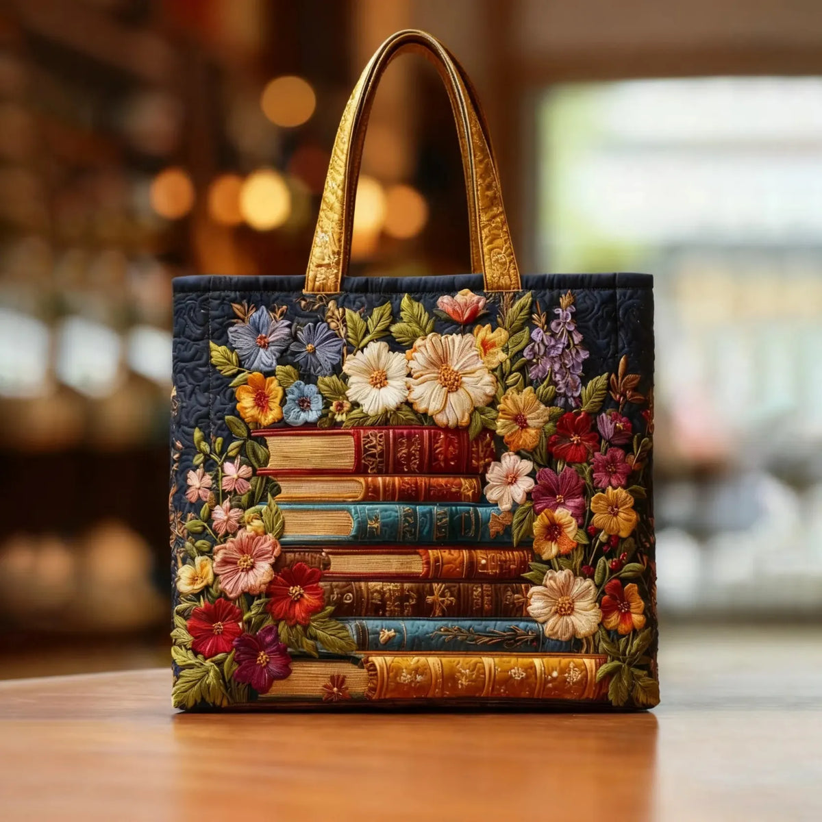 Handcrafted Floral Pages Tote Bag