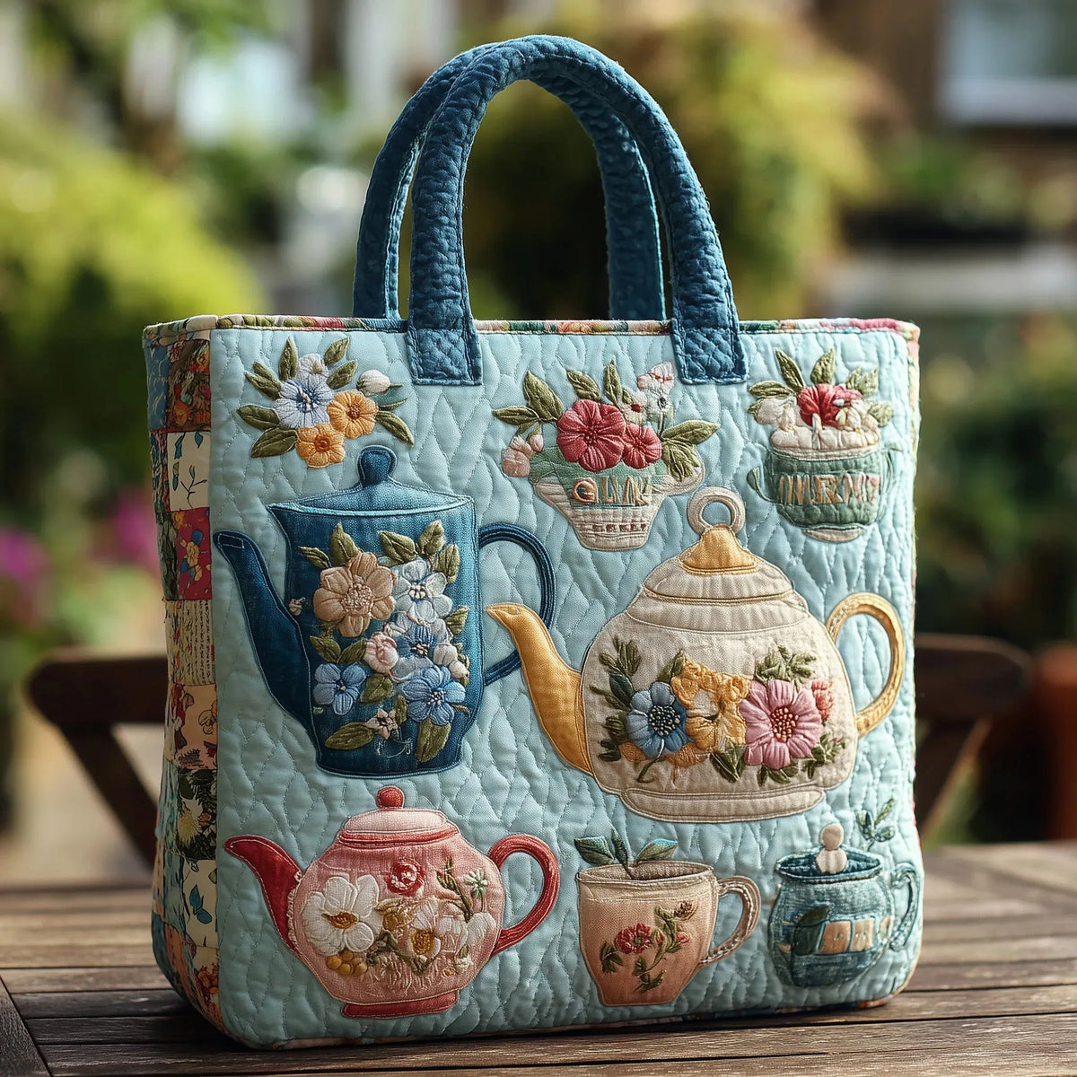 Quilted Floral Tote Bag