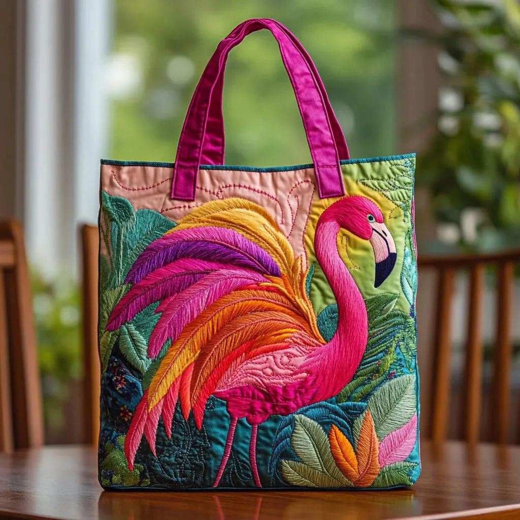 Padded Flamingo Rainbow Tote Bag