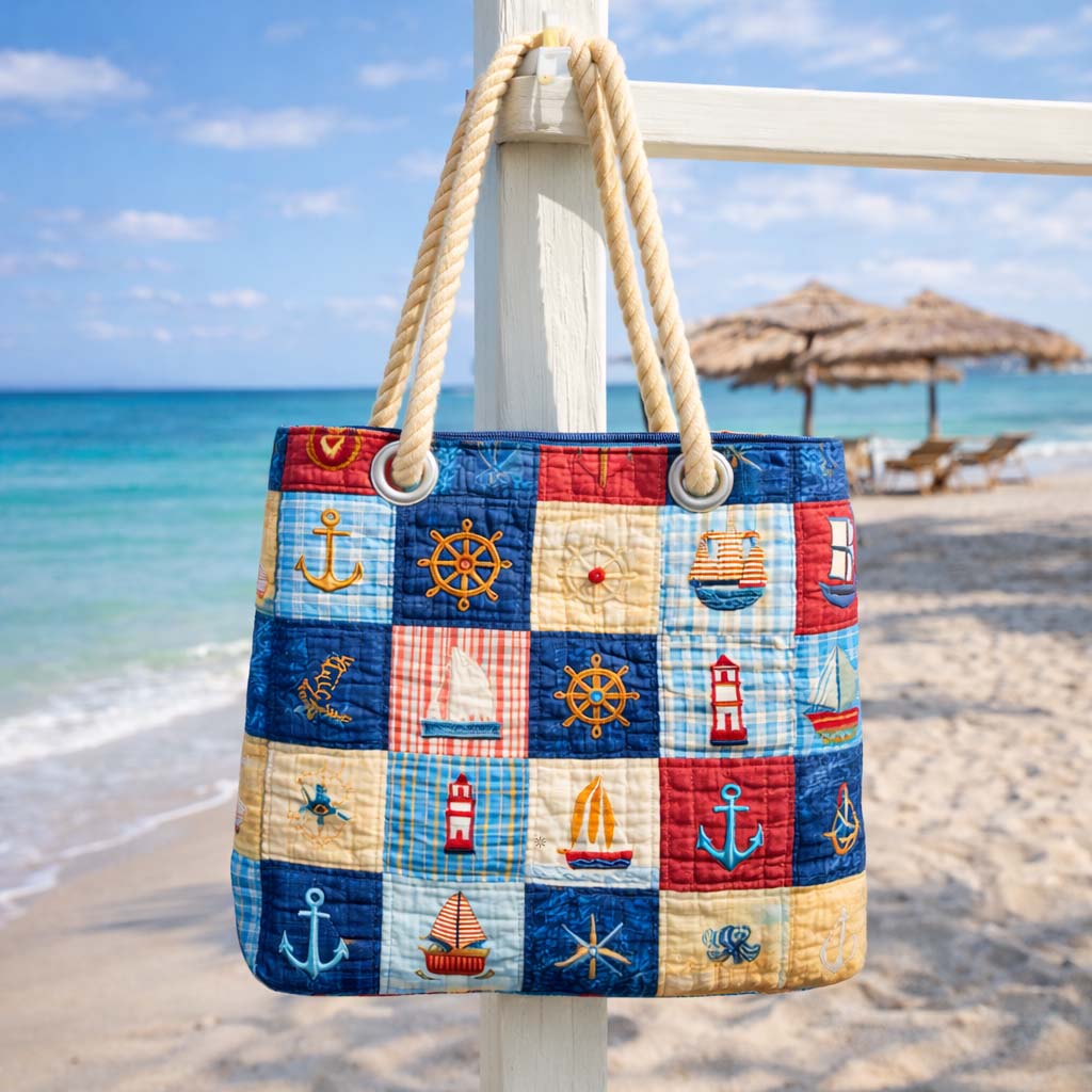Καπιτονέ Τσάντα Θαλάσσης Θαλάσσιο Patchwork
