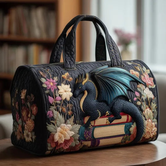 Quilted Literary Dragon Travel Bag