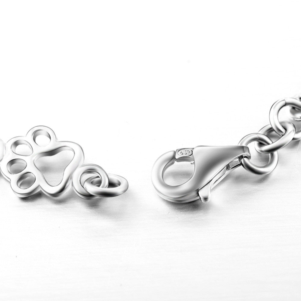 Βραχιόλι Limited Edition από Καθαρό Ασήμι με Charms Πατουσάκι και Κοκαλάκι