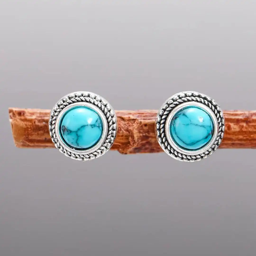 Σκουλαρίκια Καρφωτά Vintage Bohemian με Απομίμηση Τιρκουάζ