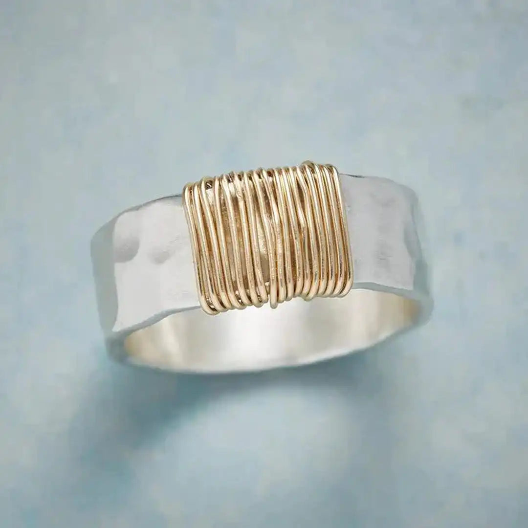 Vintage Ασημένιο Δαχτυλίδι Golden Threads