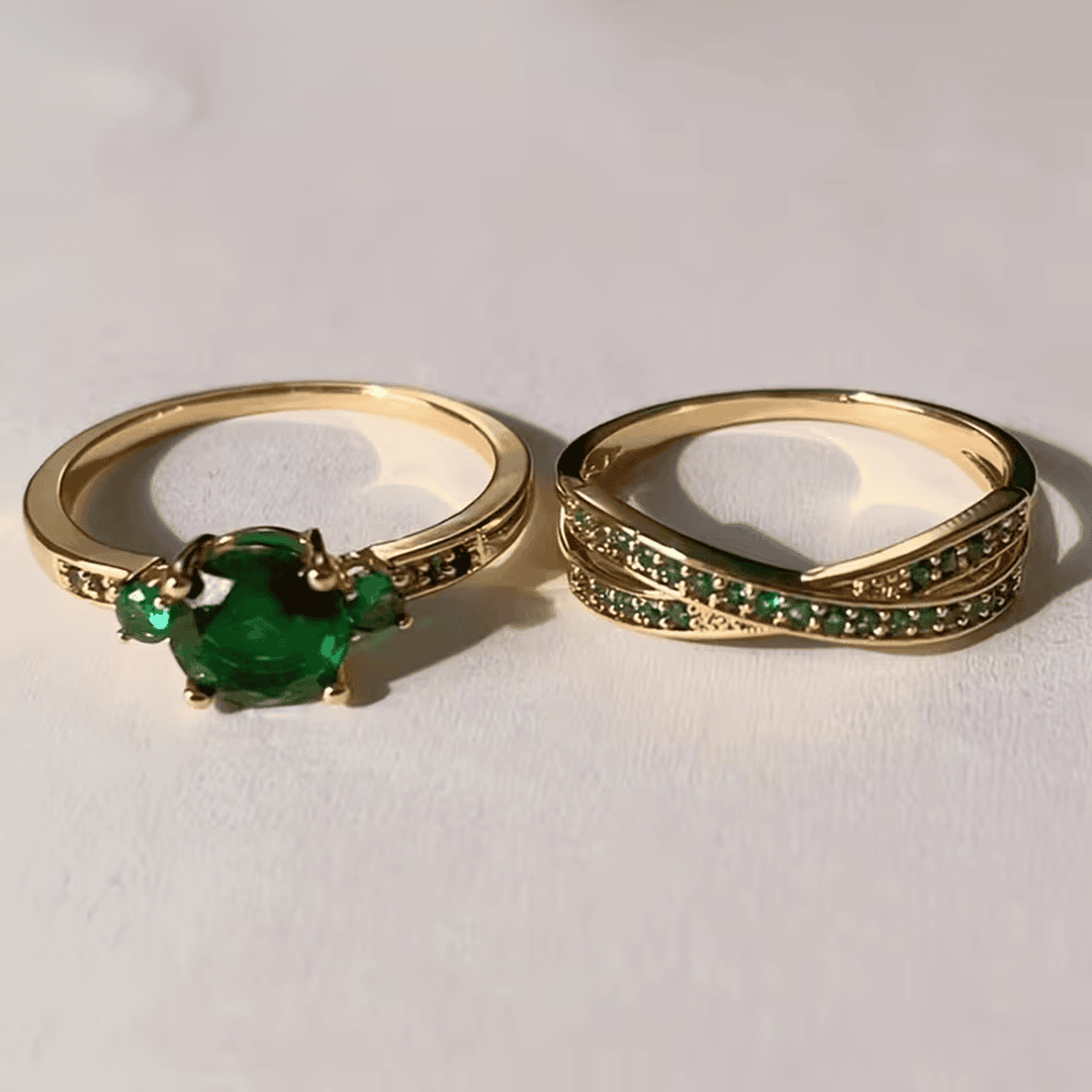 Σετ δαχτυλιδιών Emerald Duo