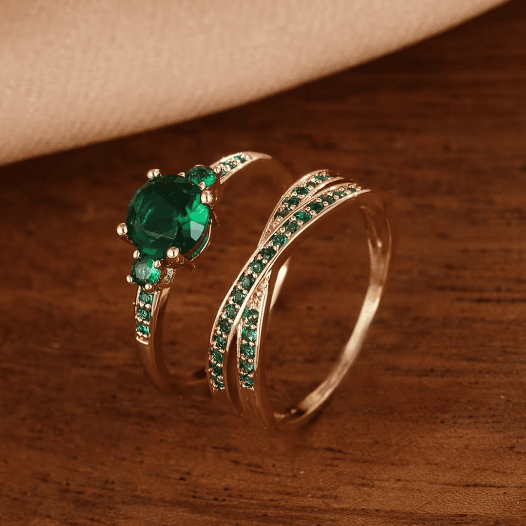 Σετ δαχτυλιδιών Emerald Duo