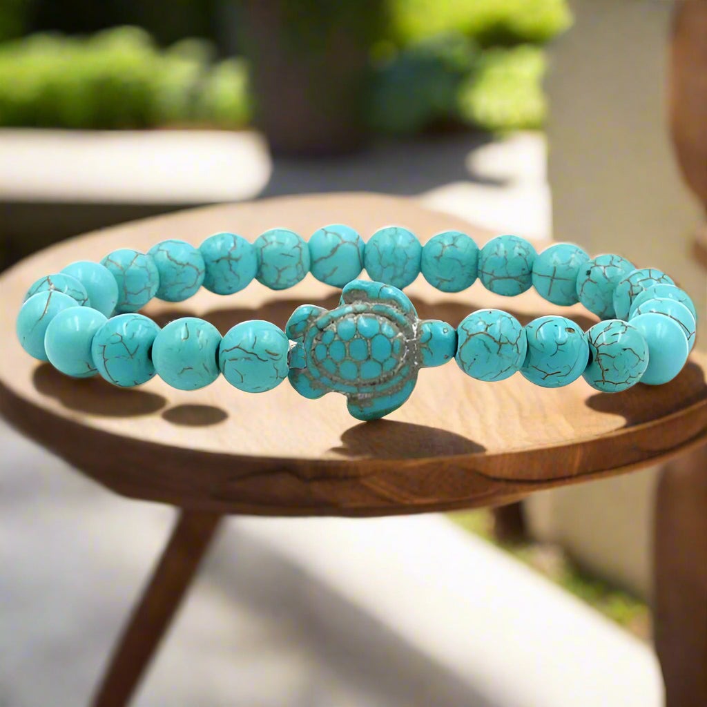 Μοναδικά βραχιόλια χελώνα με χάντρες από φυσική πέτρα