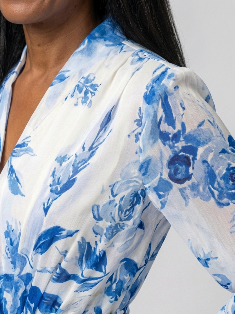 Lillian | Φλοράλ κρουαζέ μάξι φόρεμα με μακριά μανίκια