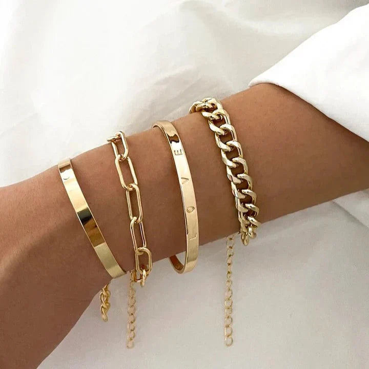 Σετ Βραχιολιών Elan Mercer | Λευκό Χρυσό